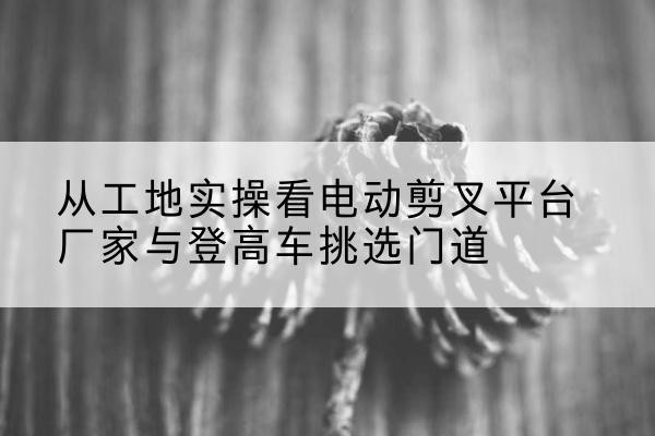 故城电动剪叉升降平台厂家-从工地实操看电动剪叉平台厂家与登高车挑选门道